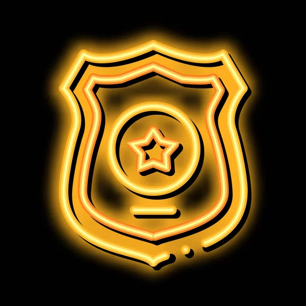 Illustrazione icona neon distintivo agente di polizia — Vettoriale Stock