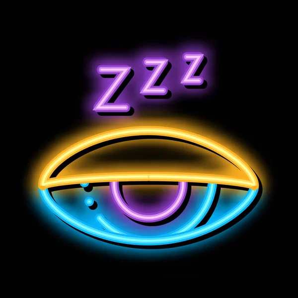 Half gesloten Asleep Eye neon gloed pictogram illustratie — Stockvector