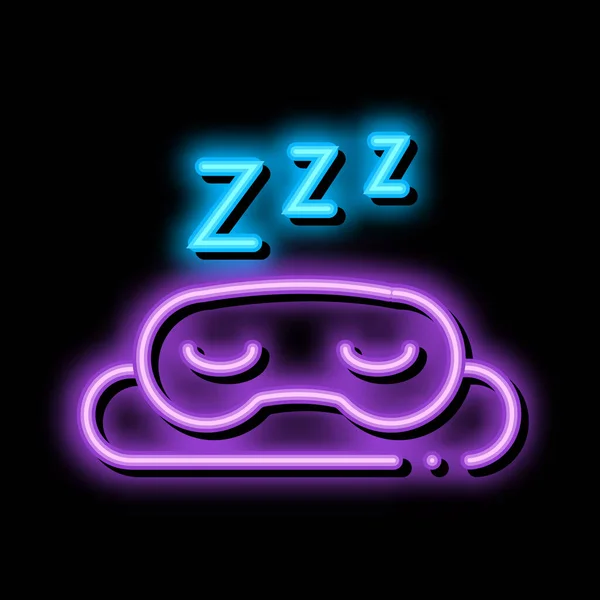 Night Sleep Eyes Masker neon gloeien pictogram illustratie — Stockvector