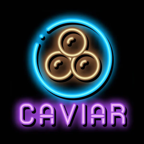 Caviar Seafood neon brilho ícone ilustração — Vetor de Stock