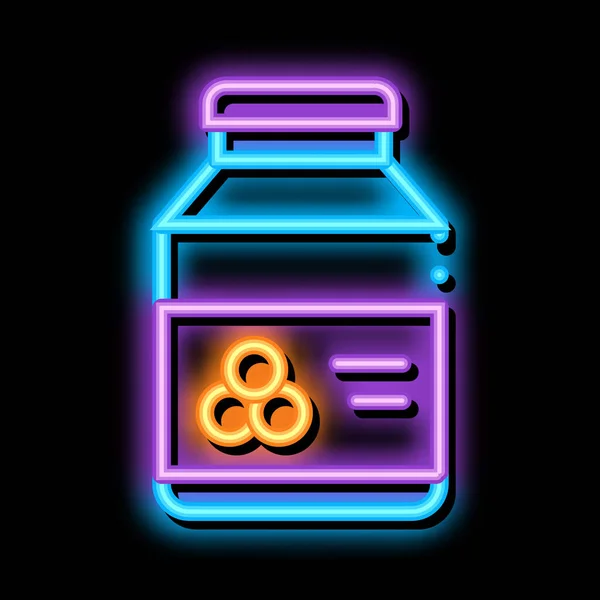 Jar kaviár neon ragyogás ikon illusztráció — Stock Vector