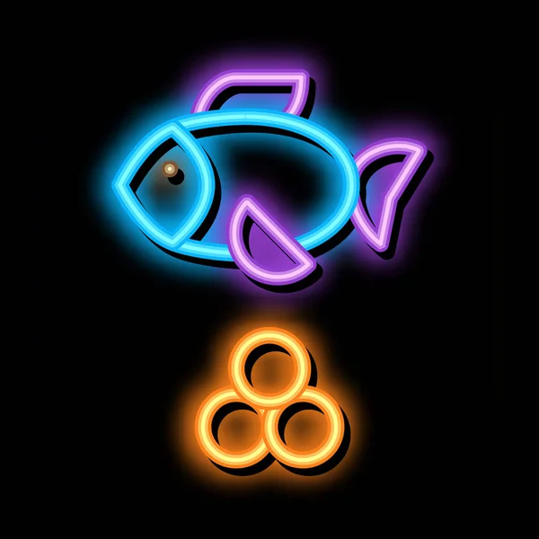 Mořské ryby kaviár neon záře ikona ilustrace — Stockový vektor