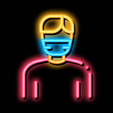 İnsan Yüzü Maskesi Neon Işıltı simgesi illüstrasyonu