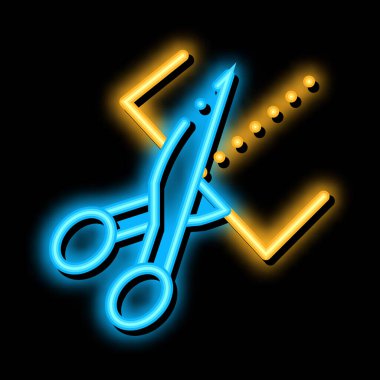 Makas kesen neon parıltısı resimleme