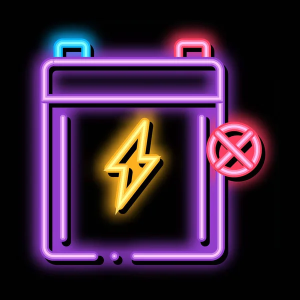 Dead Battery neon glöd ikon illustration — Stock vektor