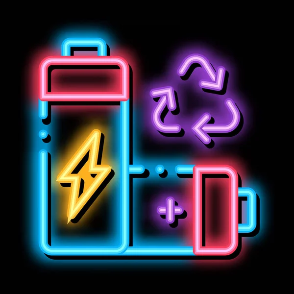 Återvinning Batteri neon glöd ikon illustration — Stock vektor