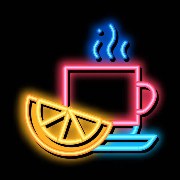 Citron Tea Cup neon glöd ikon illustration — Stock vektor