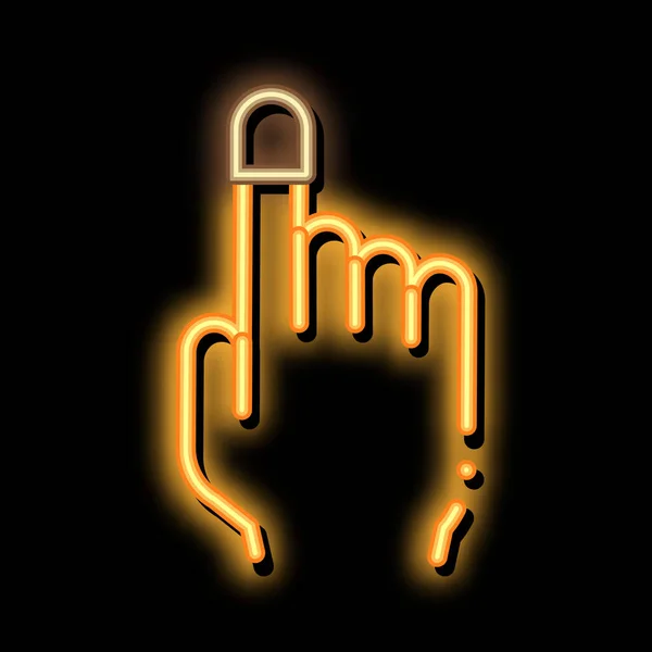 Palec Thimble neon świecąca ikona ilustracja — Wektor stockowy