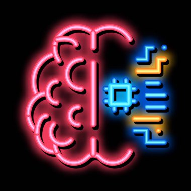 Ai Beyin Çipi neon parlaklık simgesi illüstrasyonu