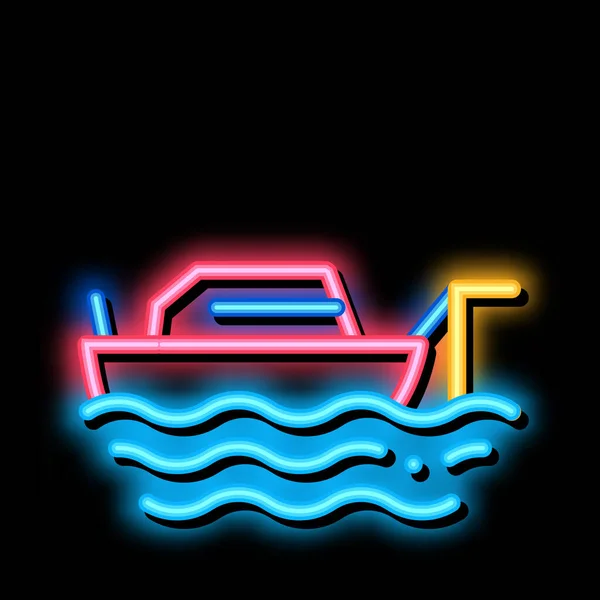 Ikone des neonglühenden Fischereischiffes — Stockvektor
