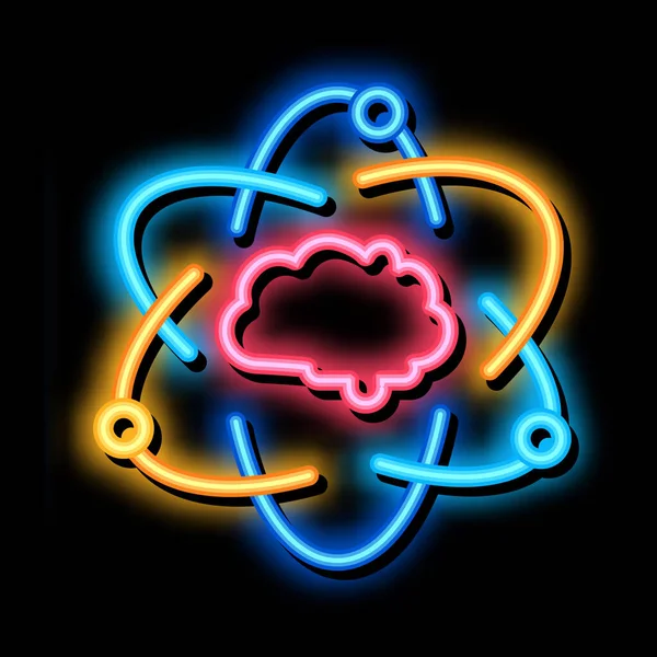 Illustration de l'icône du néon Atom Human Brain — Image vectorielle