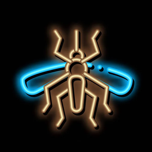 Moustique Insecte néon scintillant icône illustration — Image vectorielle