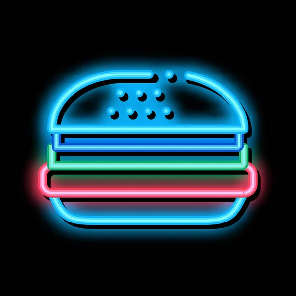 Hamburger Food neon brilho ícone ilustração — Vetor de Stock