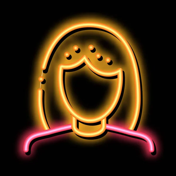Kadın silueti neon ışıklı ikon illüstrasyonu — Stok Vektör