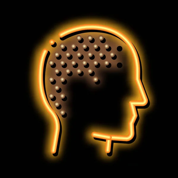 Kesilmiş Kel Adam neon ışıklı ikon illüstrasyonu — Stok Vektör