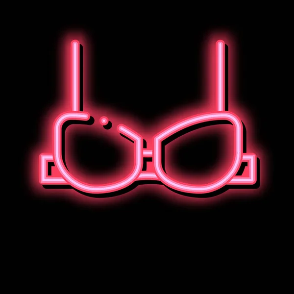 Vadderad Brassiere neon glöd ikon illustration — Stock vektor