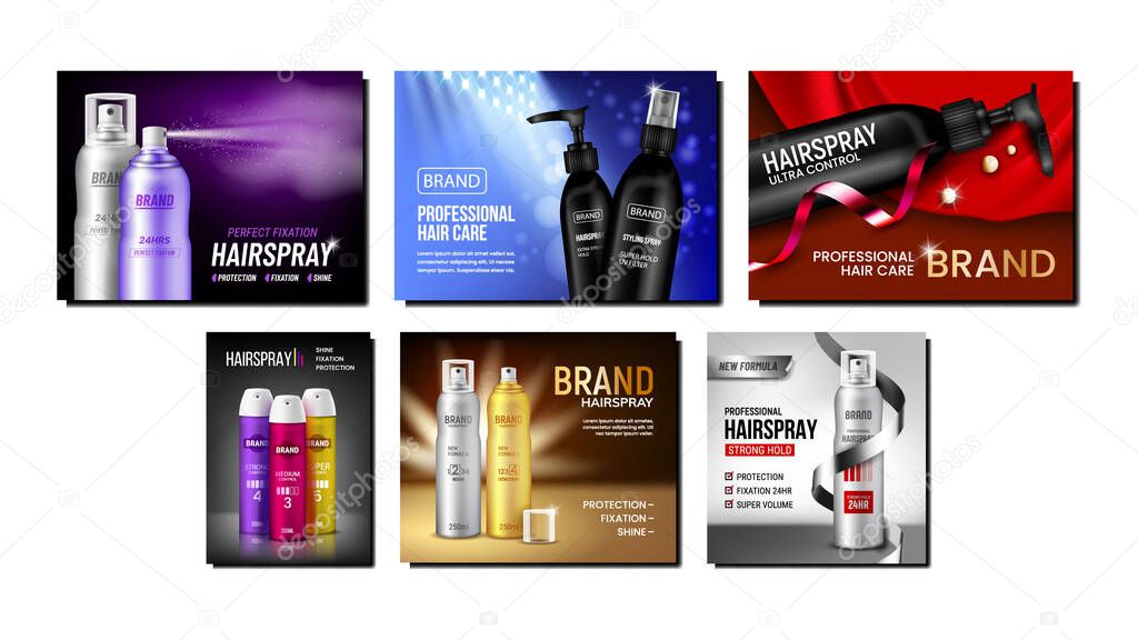Hairspray Creative Promotional Posters Set Vector