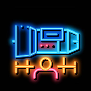 Mühendis Motor neon ışığı vektörü. Parlak ikon mühendis işareti. şeffaf sembol çizimi