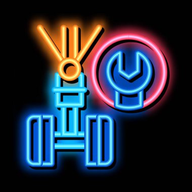 Chassis Wrench neon ışığı vektörü. Parlak simge Chassis Wrench işareti. şeffaf sembol çizimi