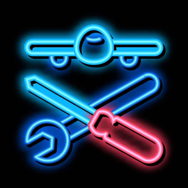 Samolot Instruments Wektor Neonowego Znaku Świetlnego Świecące Światło Ikony Samolot — Wektor stockowy