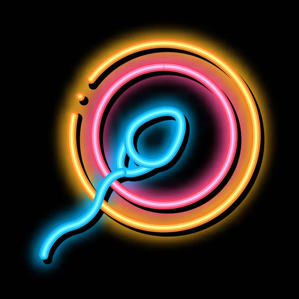 Sperm Cell Egg Neon Light Sign Vector 아이콘 Sperm Cell — 스톡 벡터
