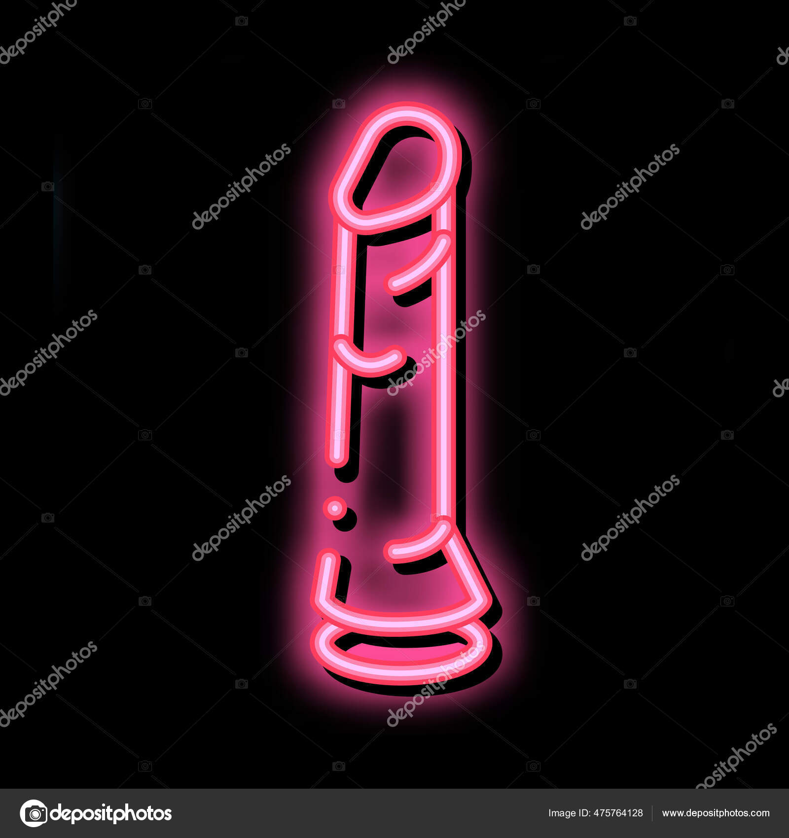 Dildo Sex Toy Neon Light Sign Vector Glowing Bright Icon Stock  image