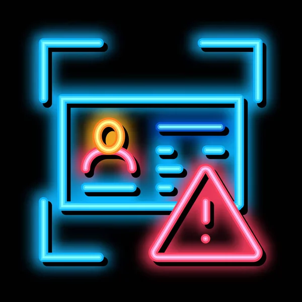 Fake Document Neon Light Sign Vector 약자이다 아이콘 표시를 있습니다 — 스톡 벡터
