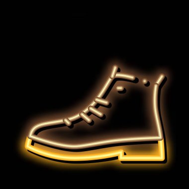 Ayakkabı neon ışığı vektörü tamir edildi. Parlak ikon Ayakkabı Tamiri tabelası. şeffaf sembol çizimi