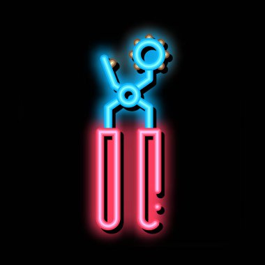 Alet neon ışığı vektörünü onar. Parlak simge Tamir Aracı işareti. şeffaf sembol çizimi