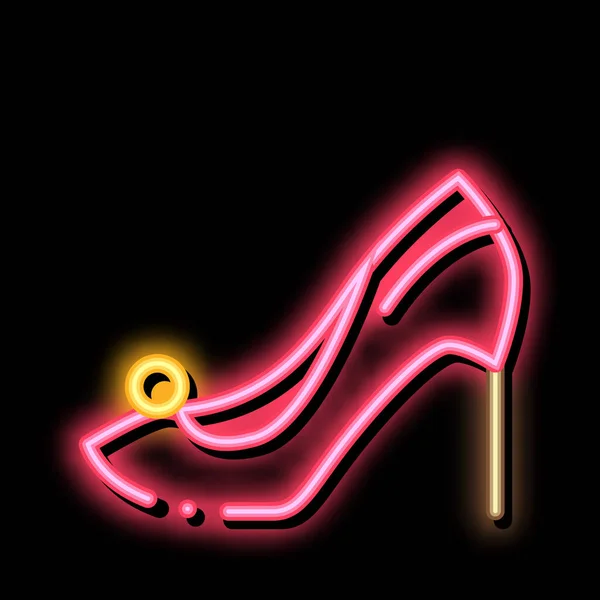 Female Shoe Neon Cahaya Tanda Vektor Glowing Ikon Yang Cerah - Stok Vektor