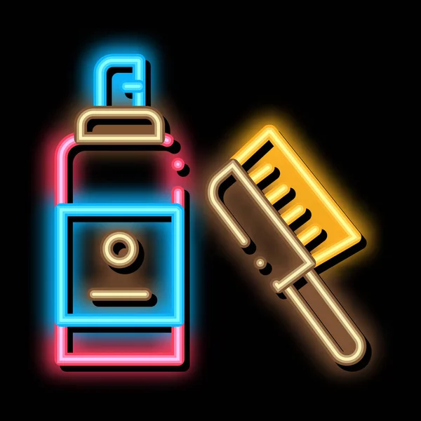 Brush Accessory Neon Light Sign Vector 아이콘을 그리는 브러시 액세서리 — 스톡 벡터