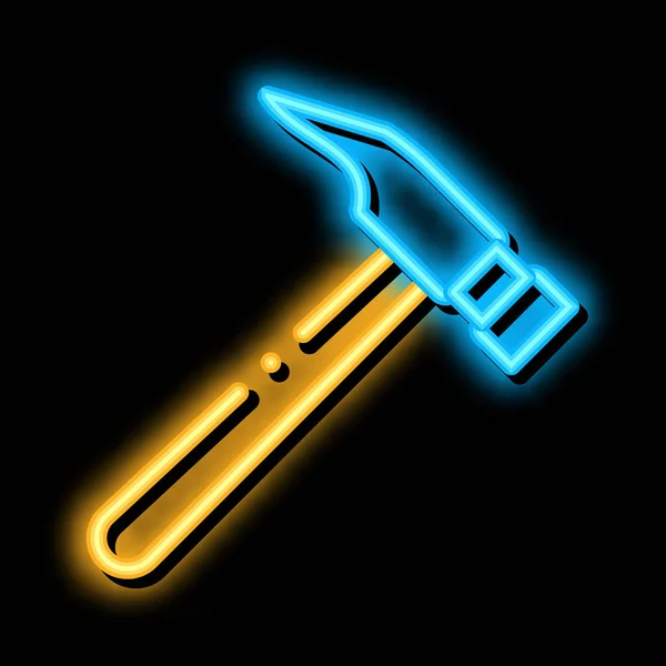 Shoe Fix Hammer Neon Light Sign Vector Glowing Bright Icon — Stock Vector