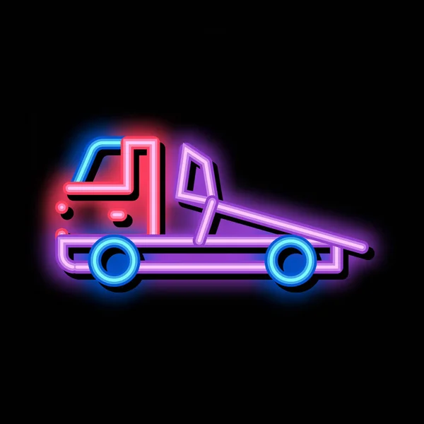 Ewakuator Truck Neonowy Znak Świetlny Wektor Świecący Jasny Znak Ikony — Wektor stockowy