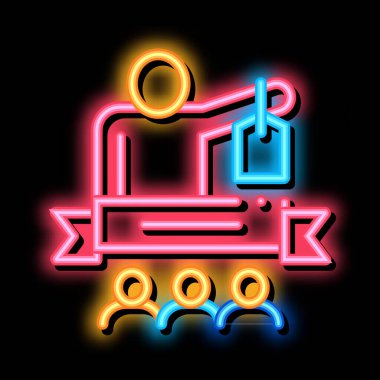 İnsan kurdelesi neon ışığı vektörü. Parlak ikon İnsan Kurdelesi işareti. şeffaf sembol çizimi
