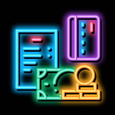 Para Bozuk Para Kartı neon ışıklı işaret vektörü. Parlak ikon Para Kartı tabelası. şeffaf sembol çizimi