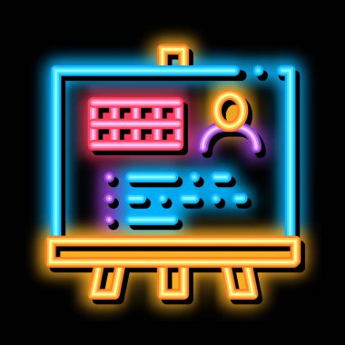 Neon ışıklı ışık vektörü. Parlak simge Adam Sonuç Panosu işareti. şeffaf sembol çizimi