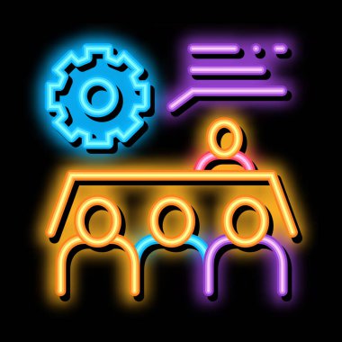 Neon ışığı vektörüyle tanışıyorum. Parlak ikon Tanışma Eğitim tabelası. şeffaf sembol çizimi