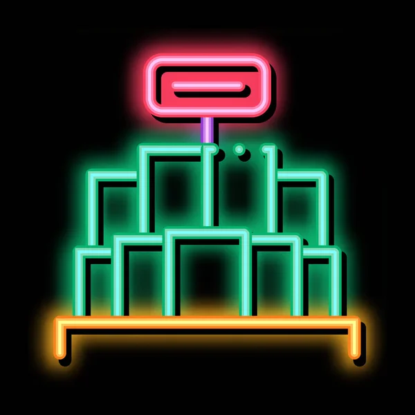 Promo Stand Neon Işığı Vektörü Parlak Ikon Tanıtım Standı Tabelası — Stok Vektör
