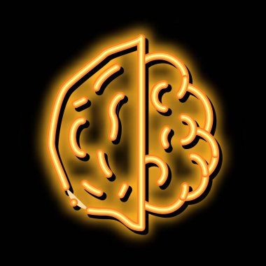 Ceviz rengi neon ışık vektörü. Parlak ikon ceviz tabelası. şeffaf sembol çizimi