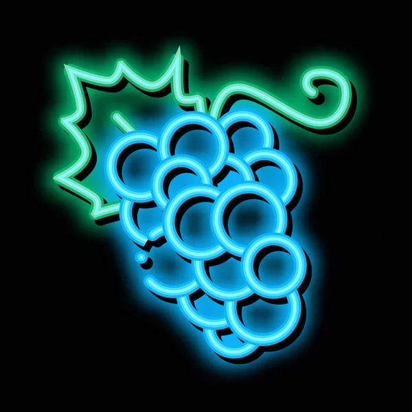 Druvbär Neon Ljusskylt Vektor Glödande Ljus Ikon Grape Berries Tecken — Stock vektor