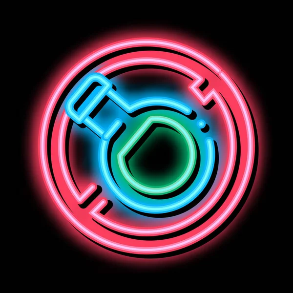 Şişe çaprazlanmış neon ışığı vektörü. Parlayan parlak ikon şişe çapraz işareti. şeffaf sembol çizimi