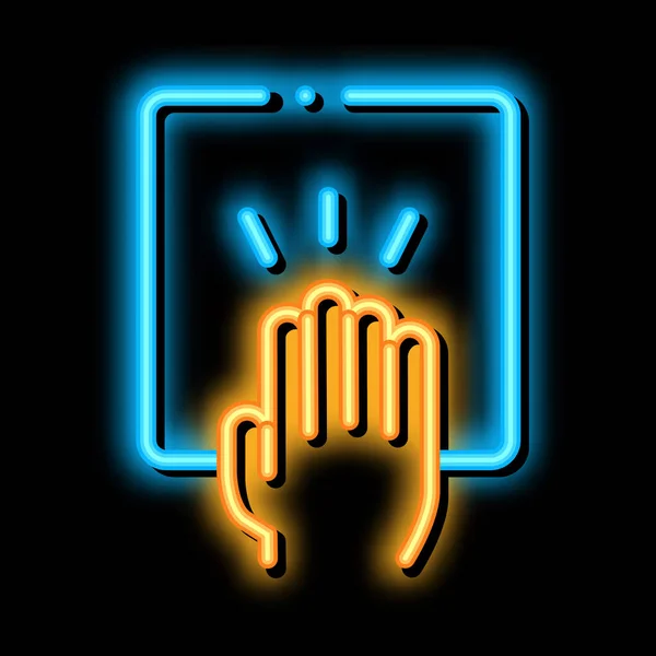 Hand Clapping Neon Light Sign Vector Glowing Bright Icon Hand — Stock Vector