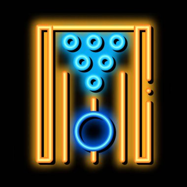 Bowling oyunu neon ışığı vektörü. Işıldayan parlak ikon bovling oyunu izometrik işareti. şeffaf sembol çizimi