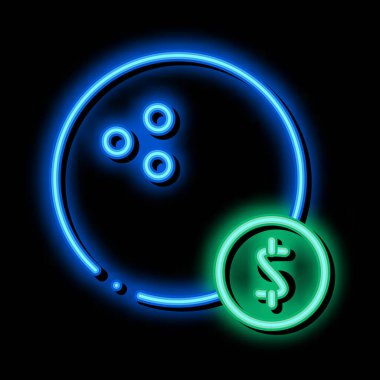 Bovling topu neon ışıklı ışık vektörü. Parlak ikon bowling topu izometrik işareti. şeffaf sembol çizimi