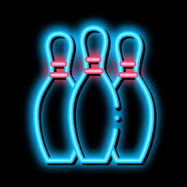 Bowling Skittles Neon Light Sign Vector Glowing Bright Icon Bowling — Stock Vector