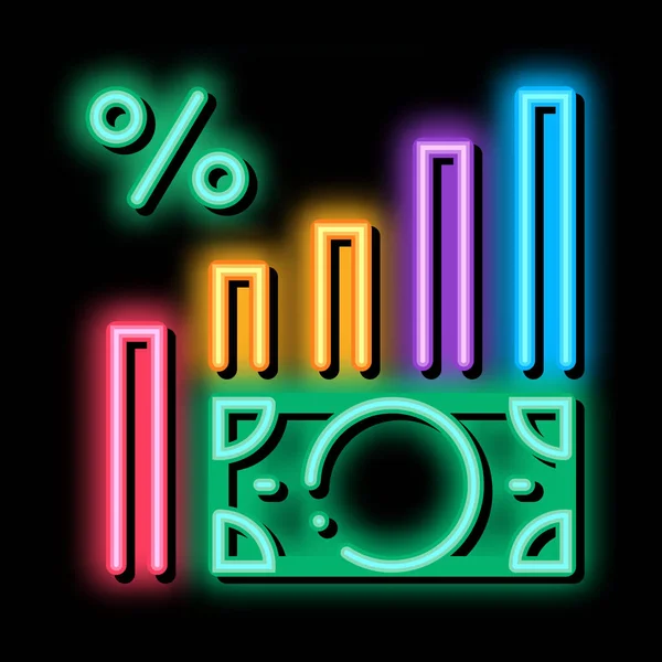 Pengar Infographic Neon Ljusskylt Vektor Glödande Ljus Ikon Pengar Infographic — Stock vektor