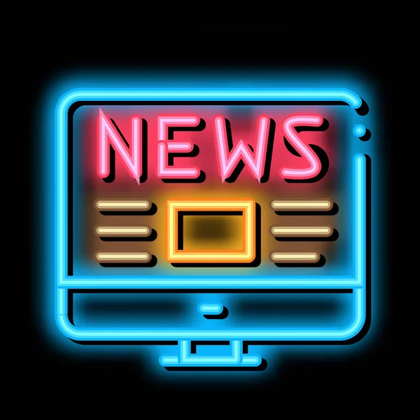 Internet News Neon Fényjelző Vektor Ragyogó Fényes Ikon Internet News — Stock Vector