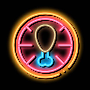 Pizza Tavuk neon ışığı vektörü. Işıldayan parlak ikon Pizza Tavuk izometrik işareti. şeffaf sembol çizimi