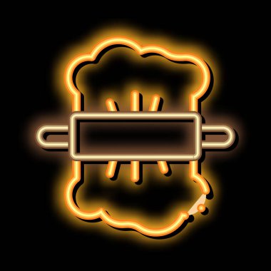 Yuvarlanan Dough neon ışığı vektörü. Parlak ikon Rolling Dough izometrik işareti. şeffaf sembol çizimi