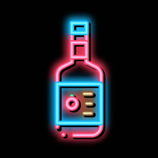Saus Botol Neon Lampu Tanda Vektor Glowing Bright Icon Sauce - Stok Vektor